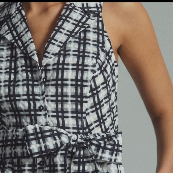Anthropologie Maeve Halter Button Down Plaid Dress Size 10 - Picture 2 of 9